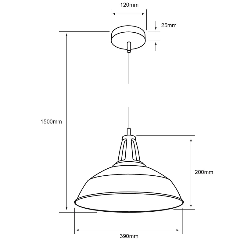 Luminaria Suspendida Agora Negro Mate 060W 100-240V E27 60Ctl1300Mvn - Image 6