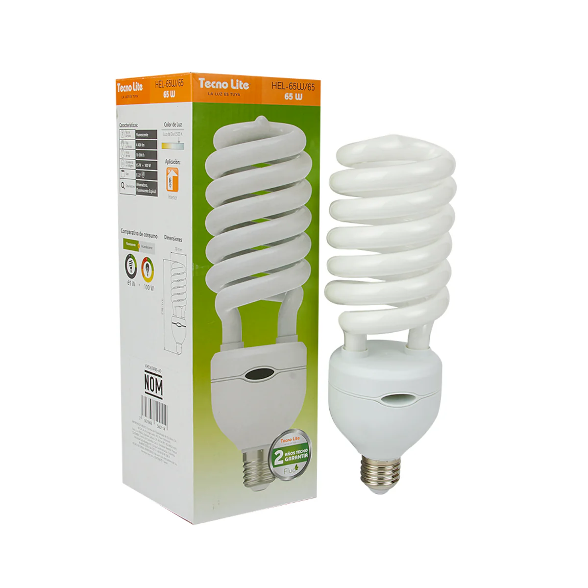 Foco Espiral Fluorescente Base E27 65 Watts Ef7673 - Image 2