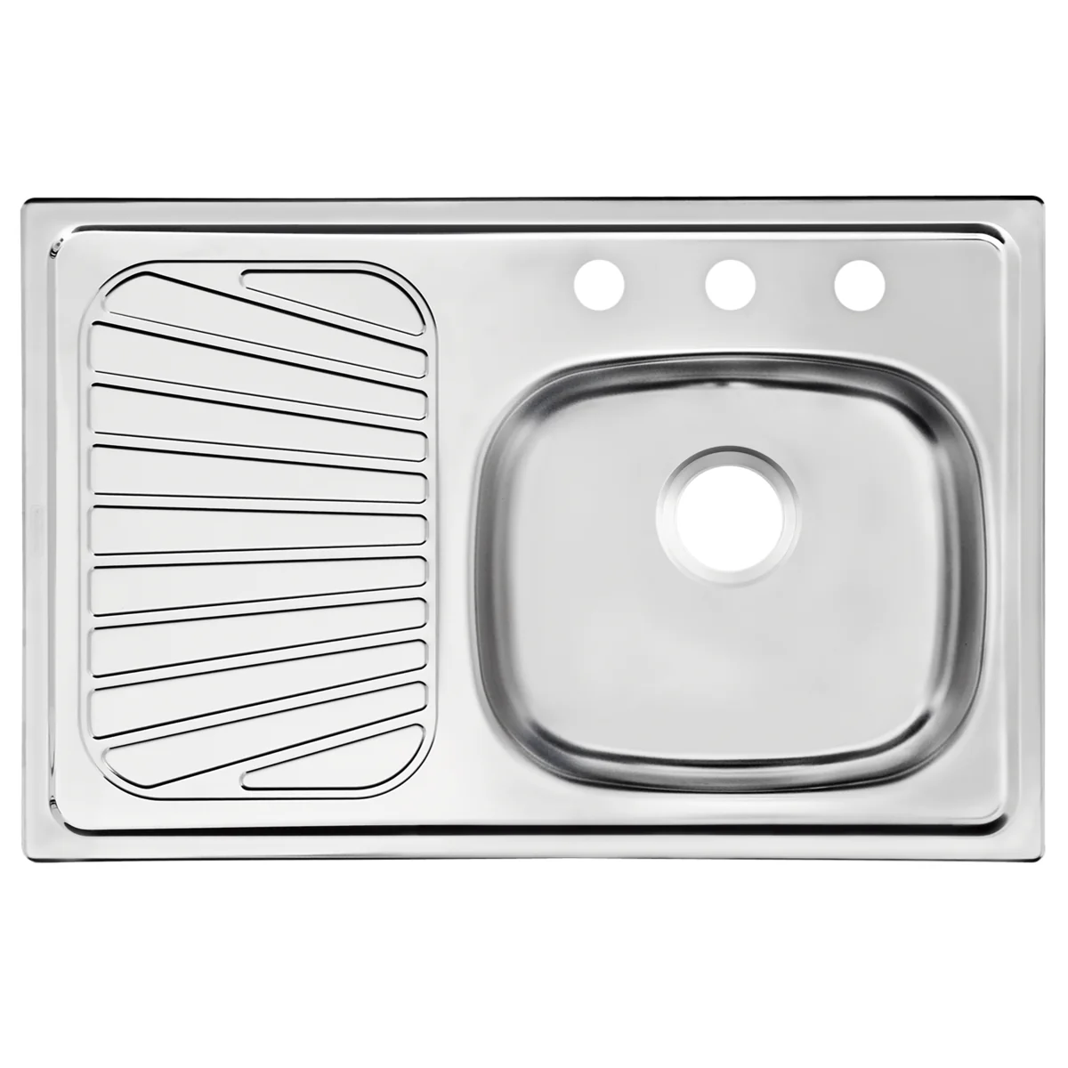 Fregadero de Acero Inoxidable 80x52 cm con Escurridor Izquierdo