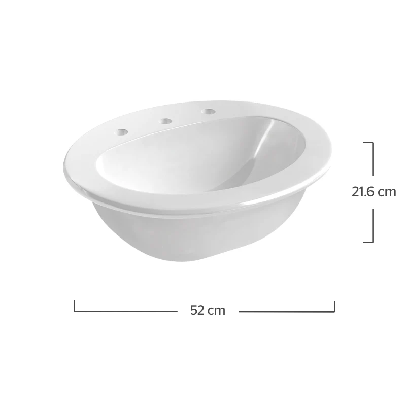 Lavabo De Sobreponer Blanco Flandes 52050 Cerámica Pm5417 - Image 2