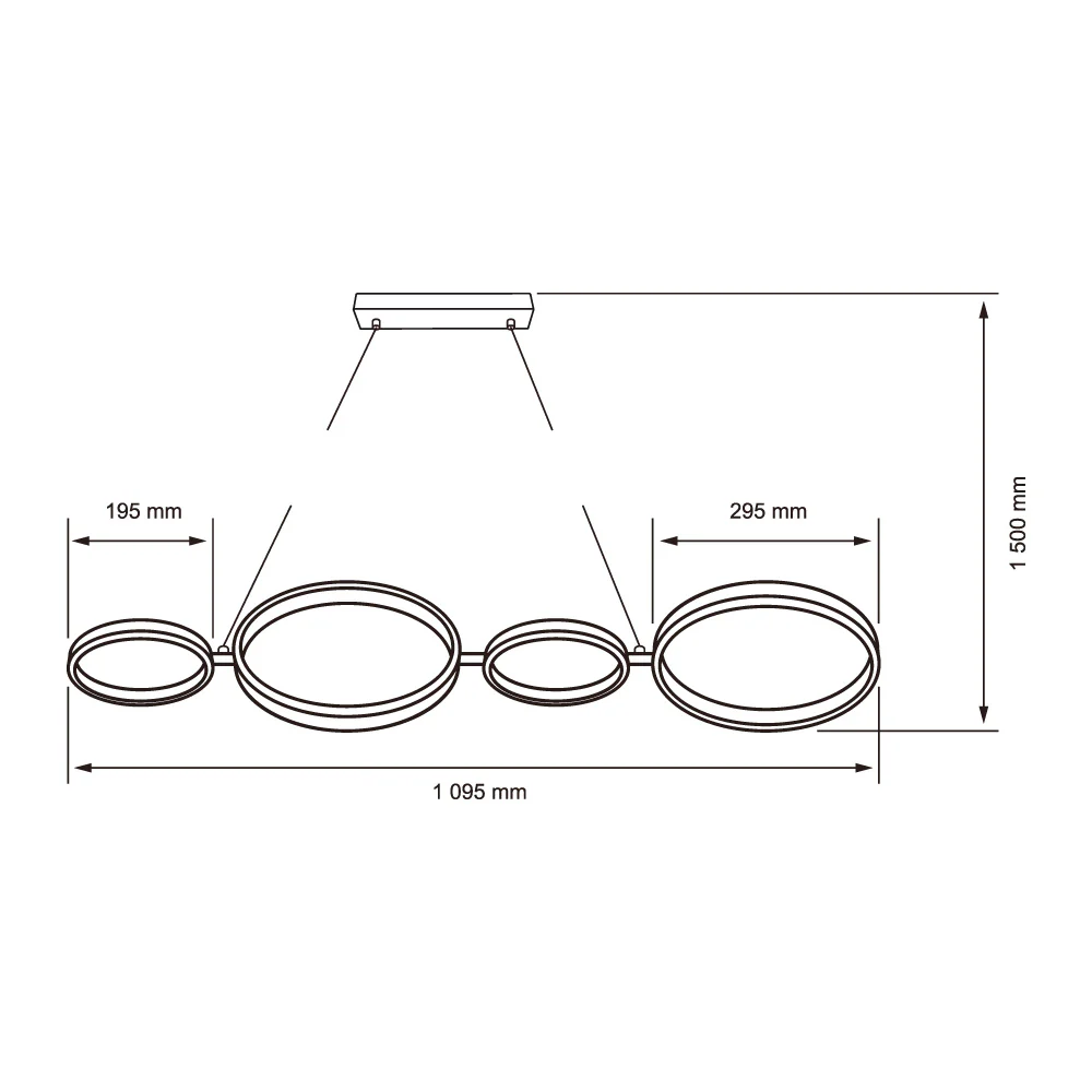 Luminaria Colgante Decorativa 4 Aros Led Integrado 33W 3000K Blanca Modelo 33Ctlled168Mv30B - Image 11