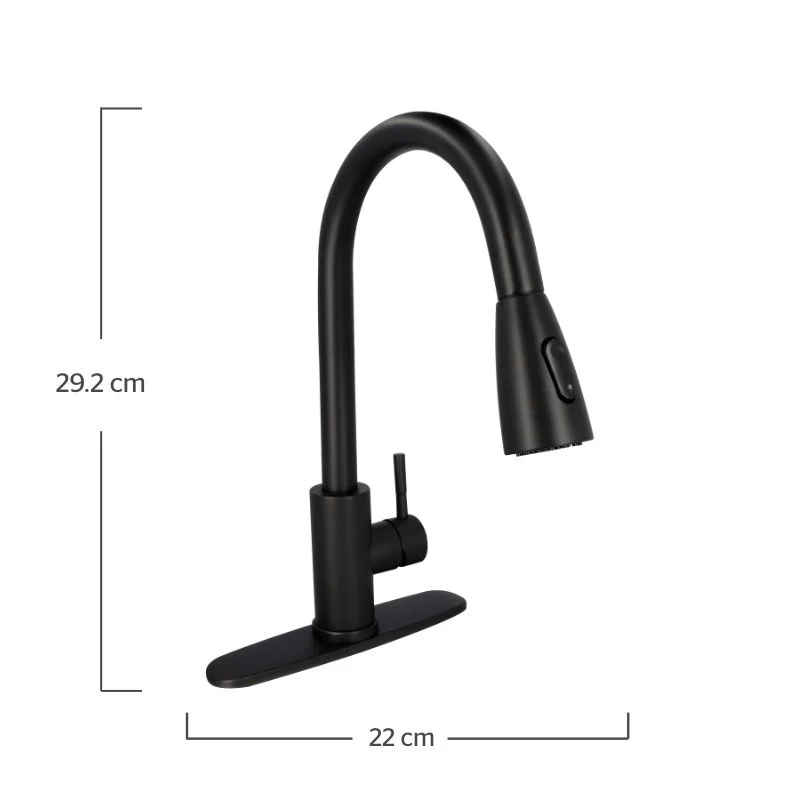 Monomando Freg. Ecológico Con Nariz Retráctil Y Giratoria 360° Negro Mate 1231421