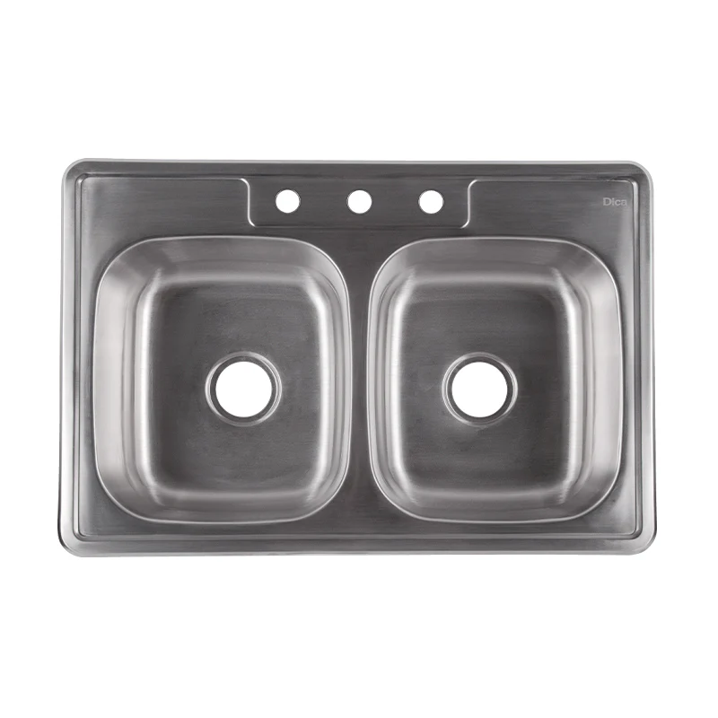 Tarja Doble para Empotrar 80x50 cm Acero Satinado